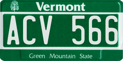 VT license plate ACV566