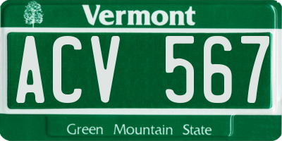 VT license plate ACV567