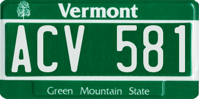 VT license plate ACV581
