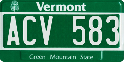 VT license plate ACV583