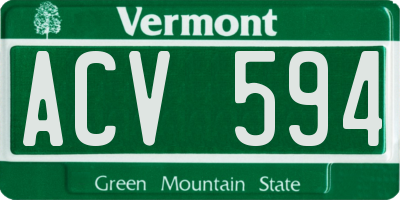 VT license plate ACV594