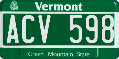 VT license plate ACV598