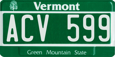 VT license plate ACV599