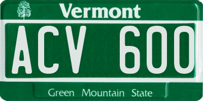 VT license plate ACV600