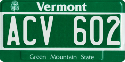 VT license plate ACV602
