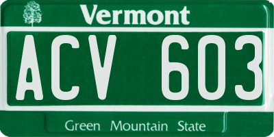VT license plate ACV603