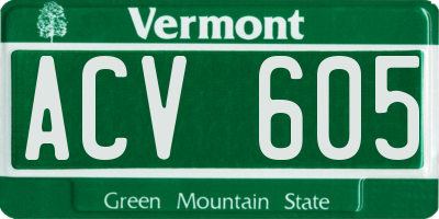VT license plate ACV605