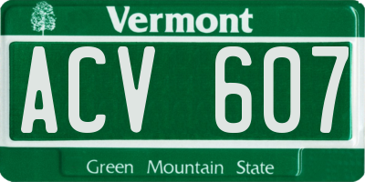 VT license plate ACV607