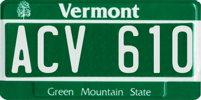VT license plate ACV610