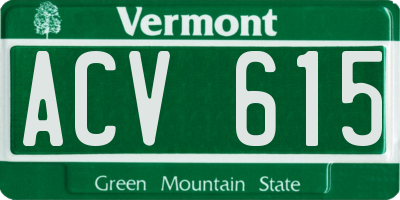VT license plate ACV615