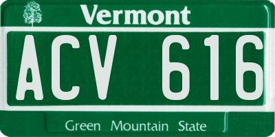 VT license plate ACV616