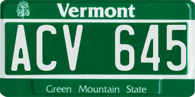 VT license plate ACV645