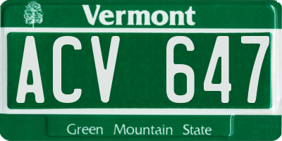 VT license plate ACV647