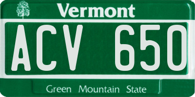 VT license plate ACV650