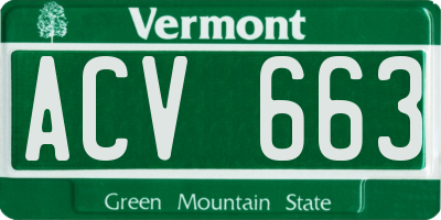 VT license plate ACV663
