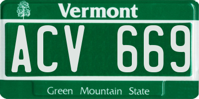VT license plate ACV669
