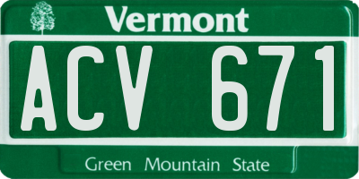 VT license plate ACV671