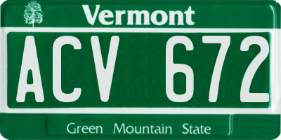 VT license plate ACV672