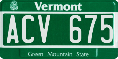 VT license plate ACV675