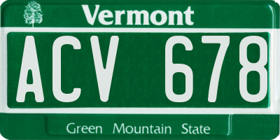 VT license plate ACV678