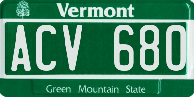 VT license plate ACV680