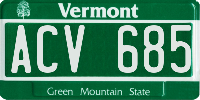 VT license plate ACV685