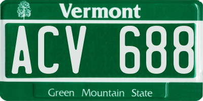VT license plate ACV688