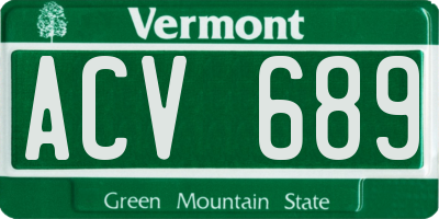 VT license plate ACV689