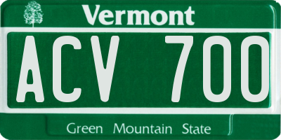 VT license plate ACV700