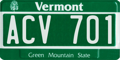 VT license plate ACV701