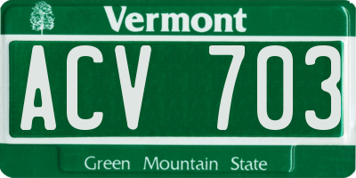 VT license plate ACV703