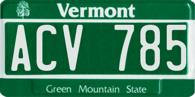 VT license plate ACV785