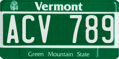 VT license plate ACV789
