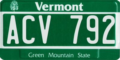 VT license plate ACV792