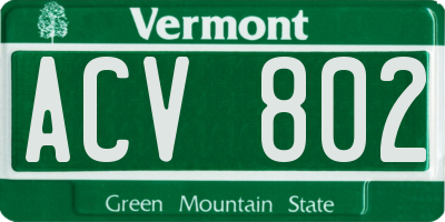 VT license plate ACV802