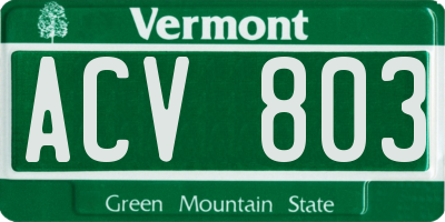 VT license plate ACV803