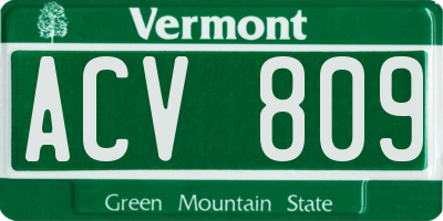 VT license plate ACV809