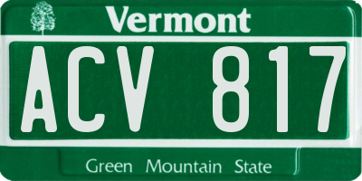 VT license plate ACV817