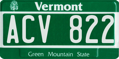 VT license plate ACV822
