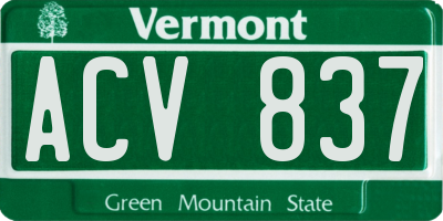 VT license plate ACV837