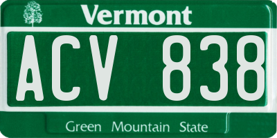VT license plate ACV838
