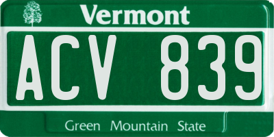 VT license plate ACV839