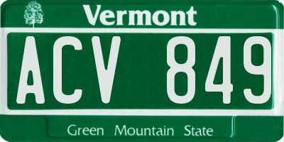 VT license plate ACV849