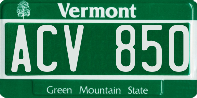 VT license plate ACV850