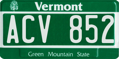 VT license plate ACV852