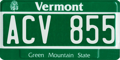 VT license plate ACV855