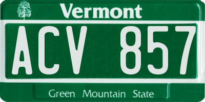VT license plate ACV857