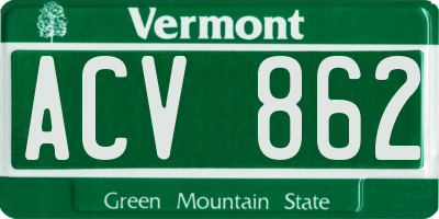 VT license plate ACV862