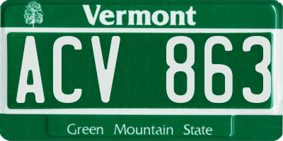 VT license plate ACV863