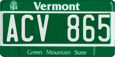 VT license plate ACV865